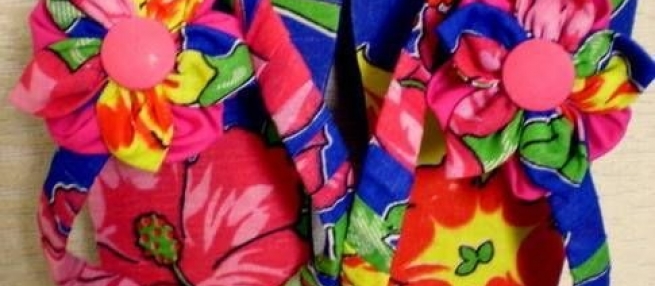 Decoupage em sandália com chita para o Carnaval